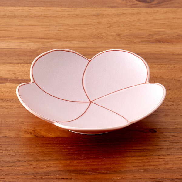 幸楽窯　錦　曙釉　銀彩　捻り梅形　銘々皿　