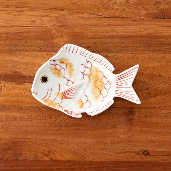 幸楽窯　錦　金叩　鯛形　銘々皿　