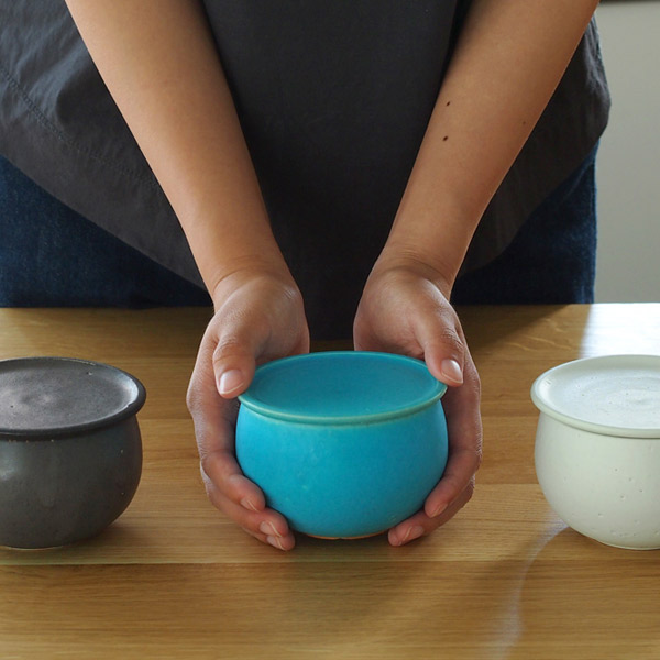 飯高幸作　フタック　蓋物　丸　L　ブルー　/　kousha ceramic works