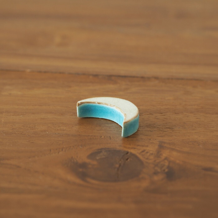 飯高幸作　箸置き　三日月型　トルコブルー 　/　 kousha ceramic works