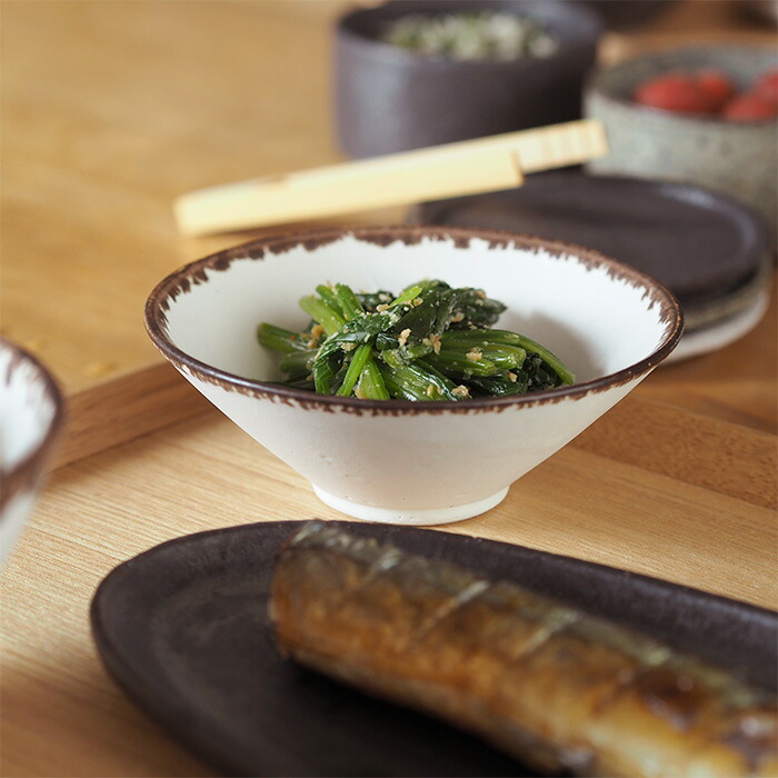 飯高幸作　小鉢　白フチ茶 　/　 kousha ceramic works