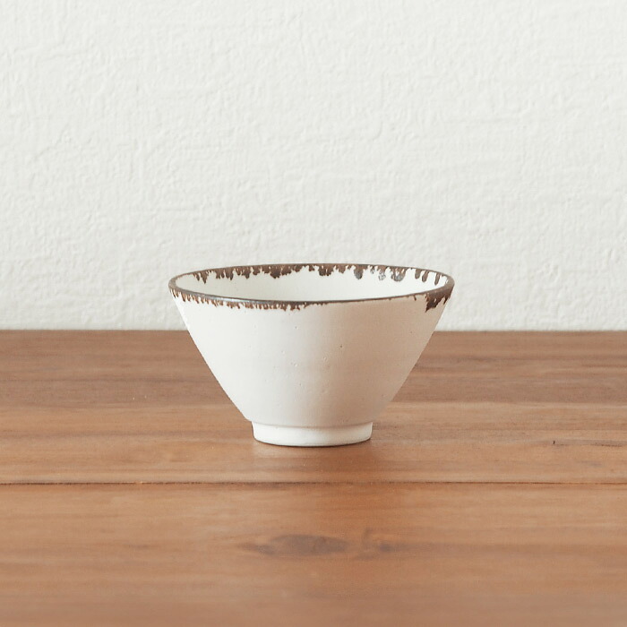 飯高幸作　飯碗　大　白フチ茶 　/　 kousha ceramic works