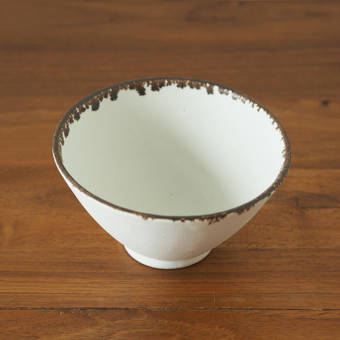飯高幸作　飯碗　大　白フチ茶 　/　 kousha ceramic works