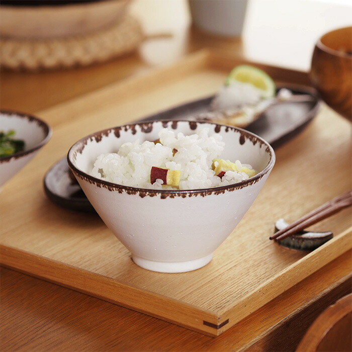 飯高幸作　飯碗　大　白フチ茶 　/　 kousha ceramic works