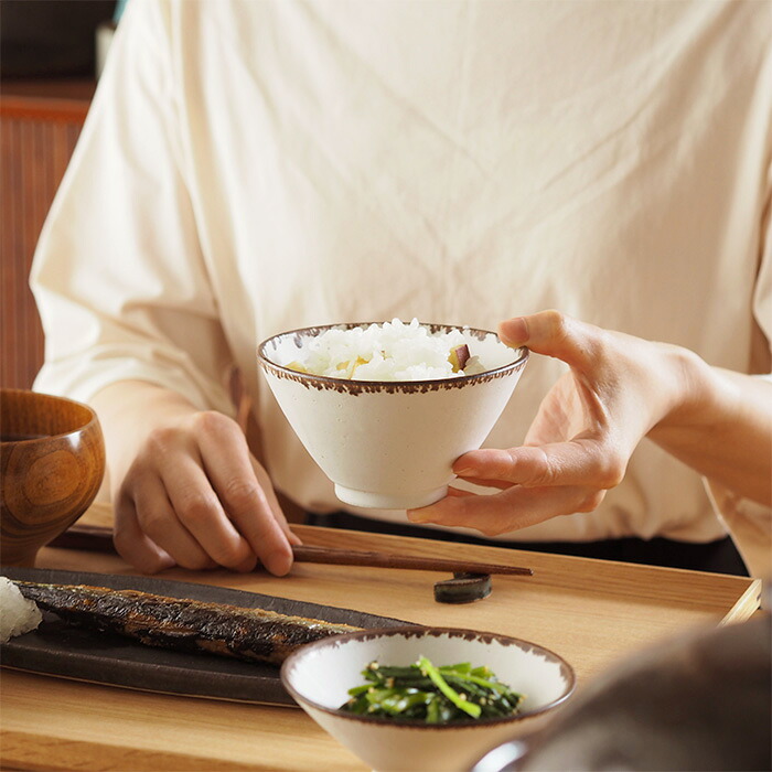 飯高幸作　飯碗　大　白フチ茶 　/　 kousha ceramic works