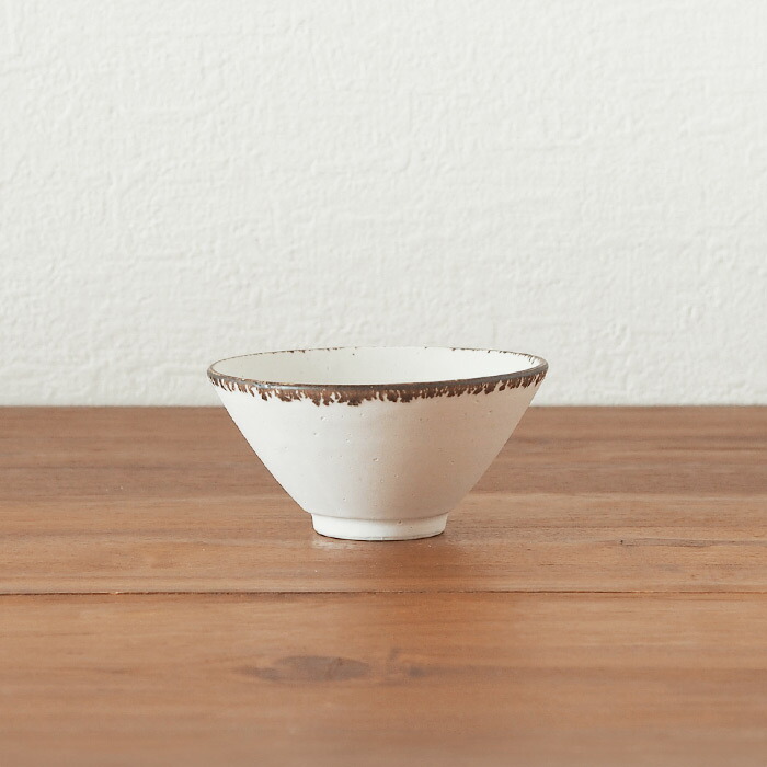飯高幸作　飯碗　小　白フチ茶 　/　 kousha ceramic works