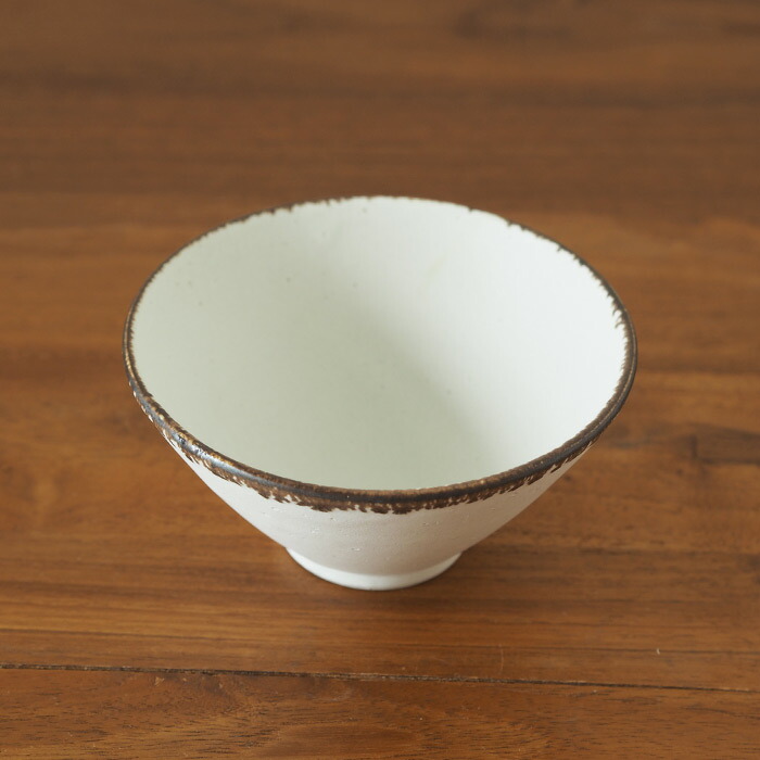 飯高幸作　飯碗　小　白フチ茶 　/　 kousha ceramic works