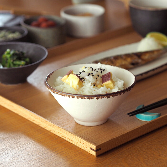 飯高幸作　飯碗　小　白フチ茶 　/　 kousha ceramic works