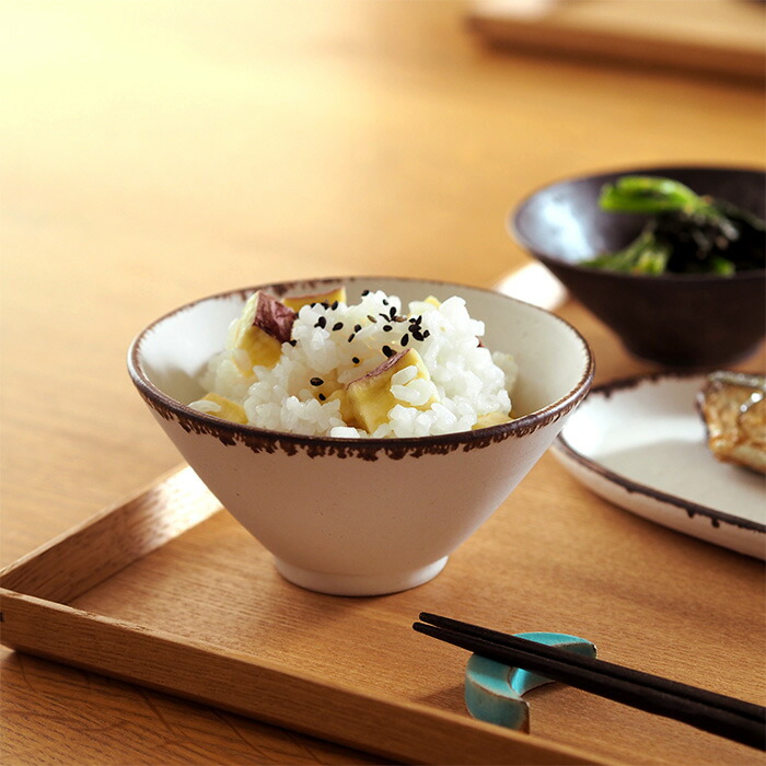 飯高幸作　飯碗　小　白フチ茶 　/　 kousha ceramic works