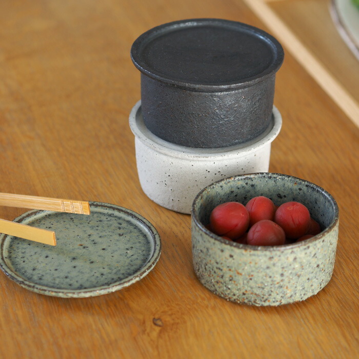 飯高幸作　蓋物　グリーングレー