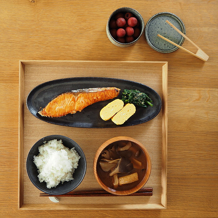 飯高幸作　オーバル皿　刷毛黒 　/　 kousha ceramic works