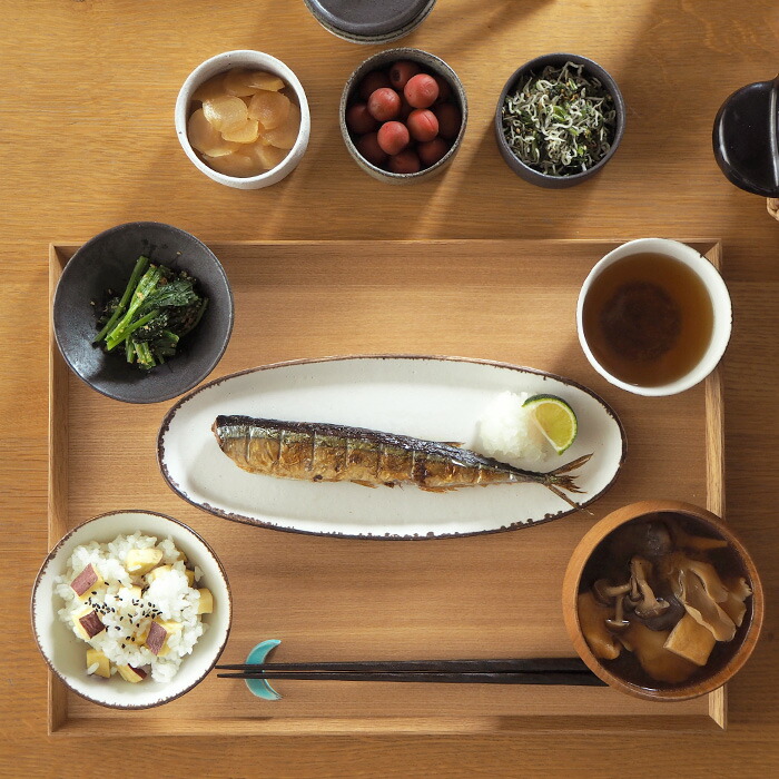 飯高幸作　オーバル皿　白フチ茶 　/　 kousha ceramic works