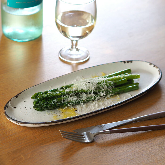 飯高幸作　オーバル皿　白フチ茶 　/　 kousha ceramic works