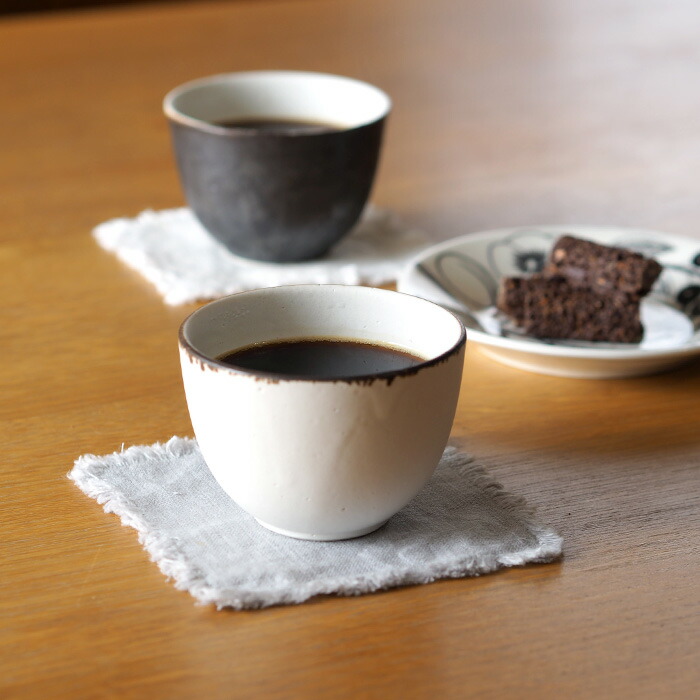 飯高幸作　湯のみ　白フチ茶 　/　 kousha ceramic works