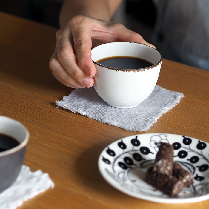 飯高幸作　湯のみ　白フチ茶 　/　 kousha ceramic works