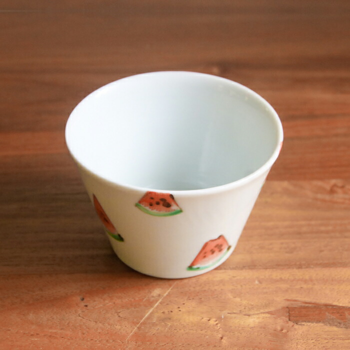 堀畑蘭　色絵スイカ　蕎麦猪口