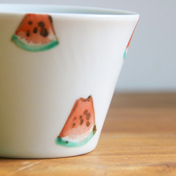 堀畑蘭　色絵スイカ　蕎麦猪口