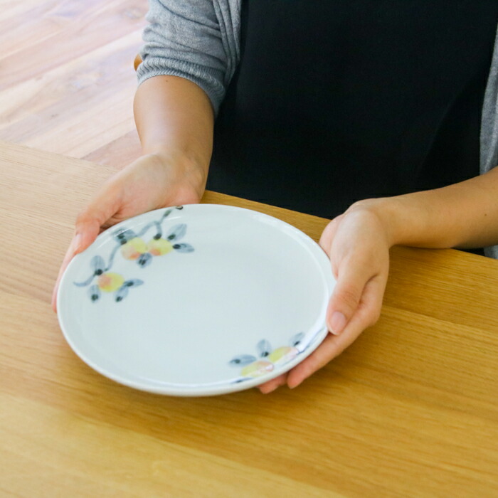 【生産終了アイテム】堀畑蘭　色絵桃の木　6寸皿