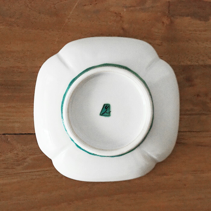 堀畑蘭　隅入豆皿　色絵唐子と松