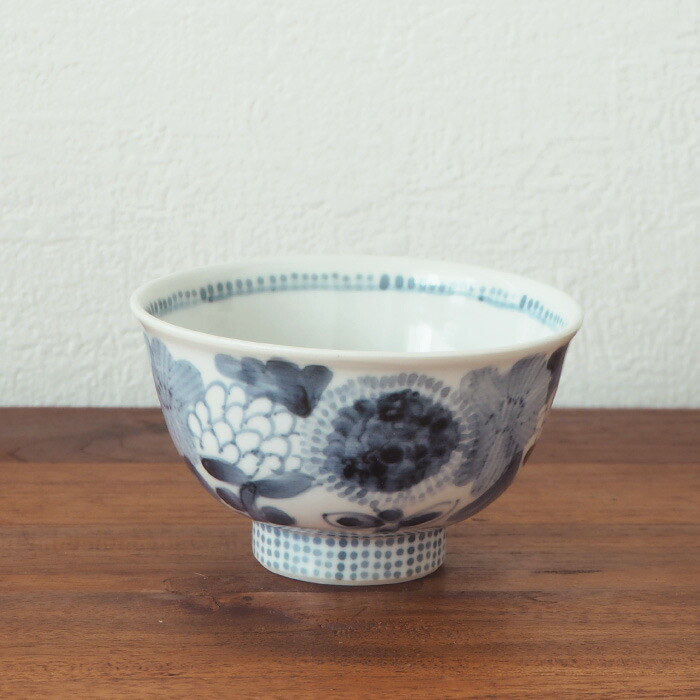 堀畑蘭　染付花畑　飯碗