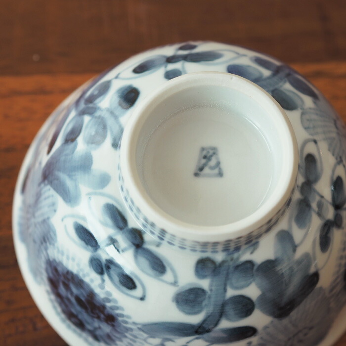 堀畑蘭　染付花畑　飯碗
