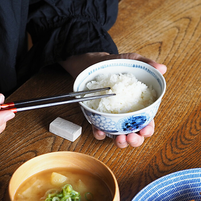 堀畑蘭　染付花畑　飯碗