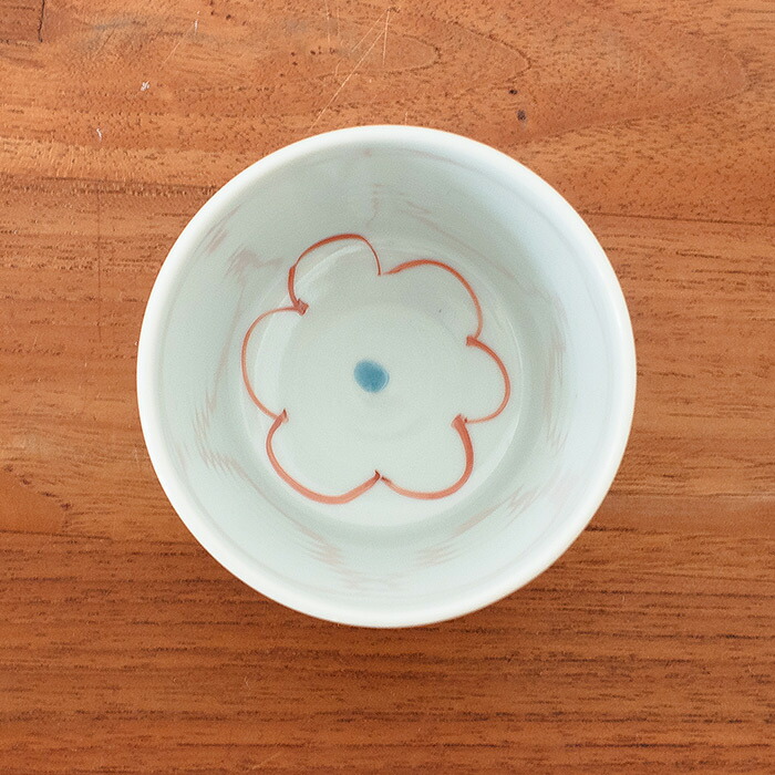 堀畑蘭　蕎麦猪口　色絵 花雲　赤