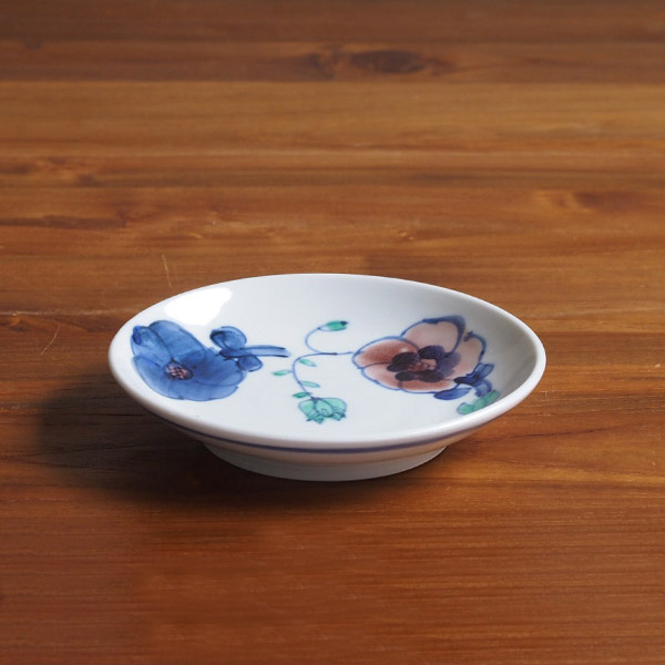 九谷青窯　高原真由美　色絵日日草　4寸皿