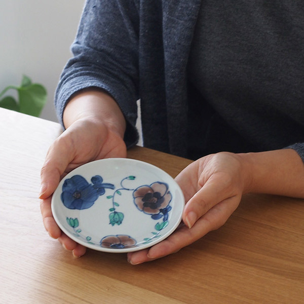 九谷青窯　高原真由美　色絵日日草　4寸皿