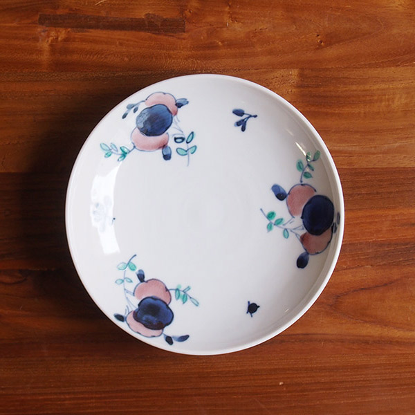 九谷青窯　高原真由美　色絵花束　6寸皿