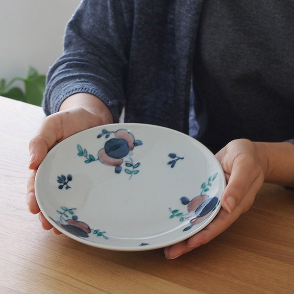 九谷青窯　高原真由美　色絵花束　6寸皿