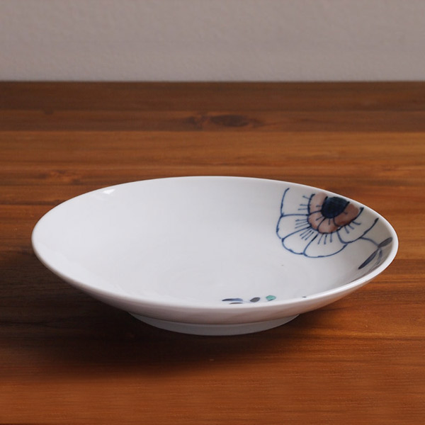 九谷青窯　高原真由美　色絵ビオラ　6.5寸皿