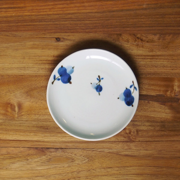 九谷青窯　高原真由美　呉須鉄果実　4.5寸皿