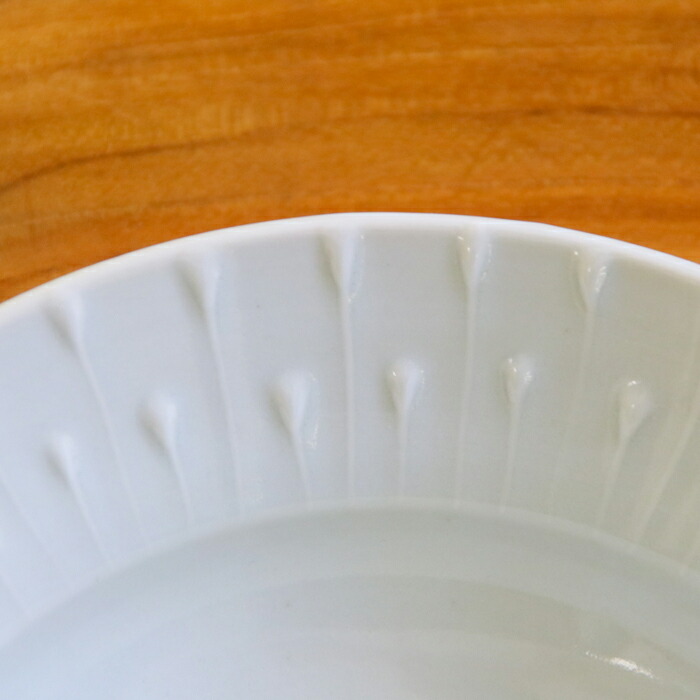 九谷青窯　高原真由美　白磁いっちん雫　7寸深皿