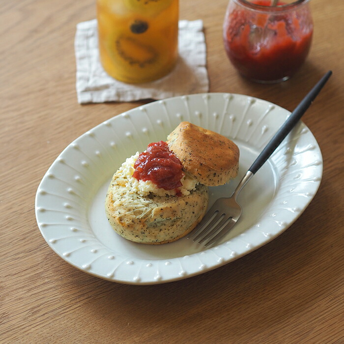 九谷青窯　高原真由美　白磁いっちん雫　楕円皿