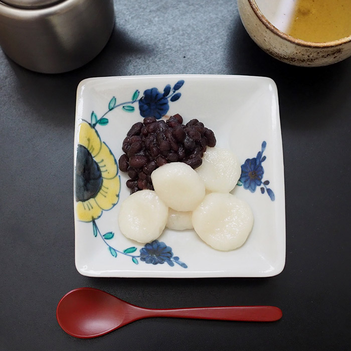 九谷青窯　高原真由美　色絵舞い花　四方皿