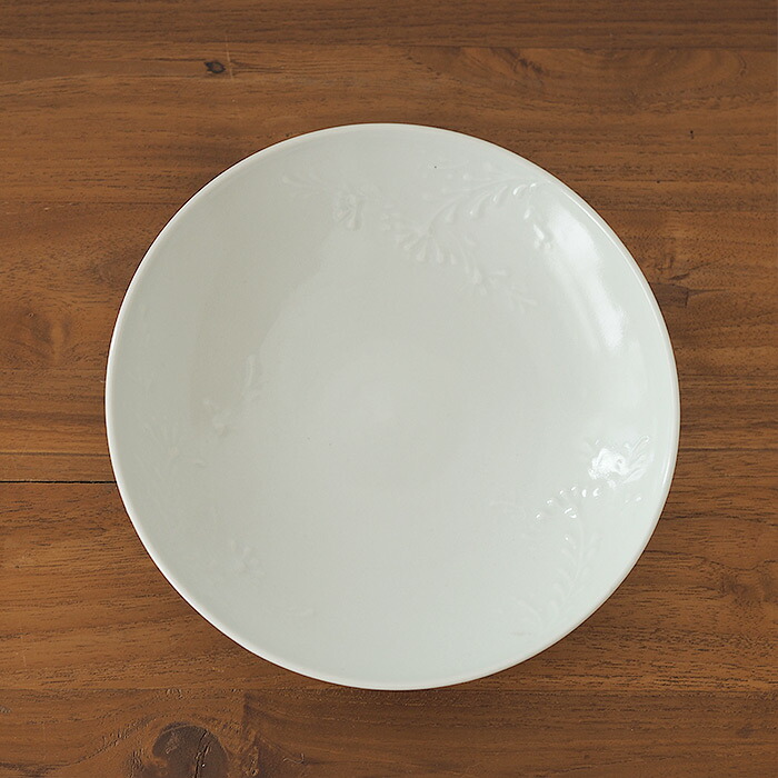 九谷青窯　高原真由美　白磁いっちん草花ちらし　7寸深皿