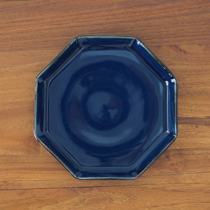 九谷青窯　高原真由美　瑠璃釉　八角皿