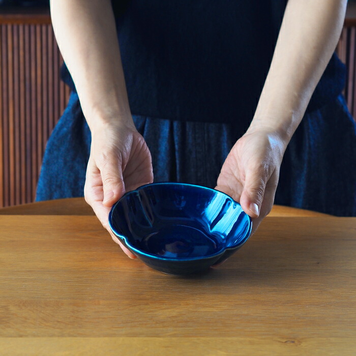 九谷青窯　高原真由美　瑠璃釉　木瓜鉢