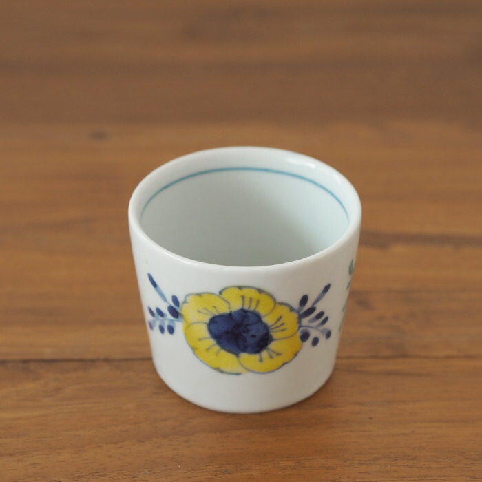 九谷青窯　高原真由美　色絵舞い花　蕎麦猪口