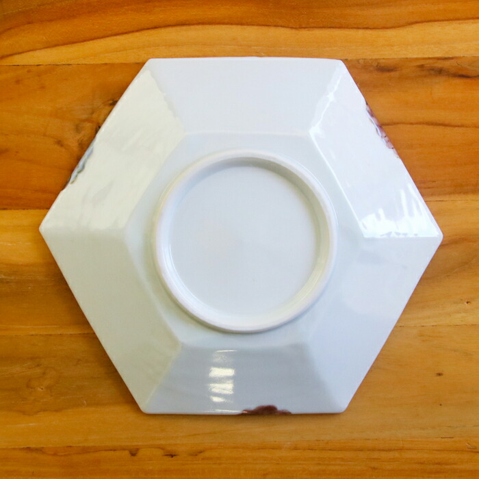 九谷青窯　横井佳乃　色絵八重花　六角深皿