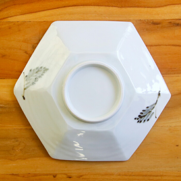 九谷青窯　横井佳乃　色絵ミモザ　六角深皿