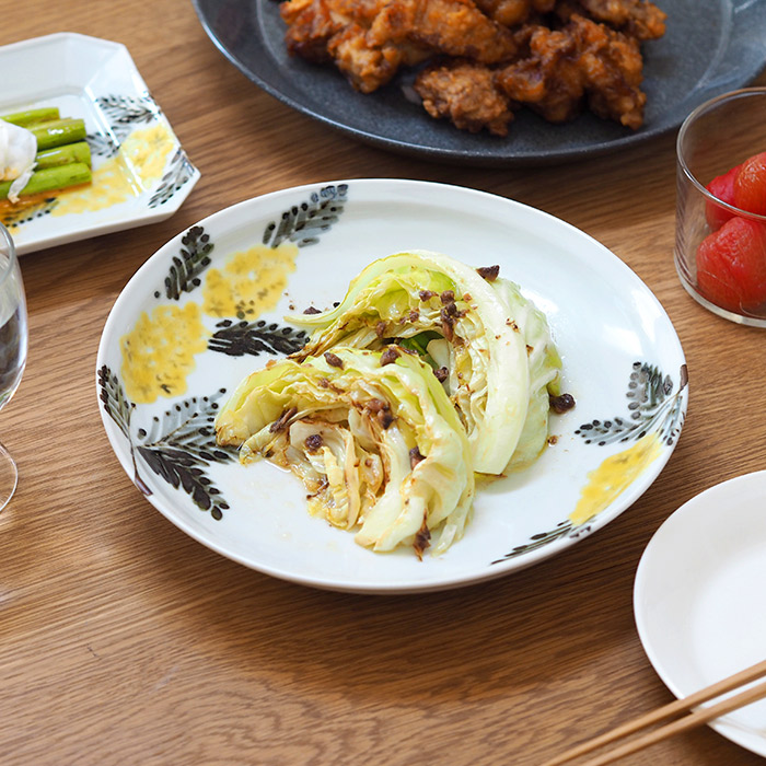 九谷青窯　横井佳乃　色絵ミモザ　7寸深皿