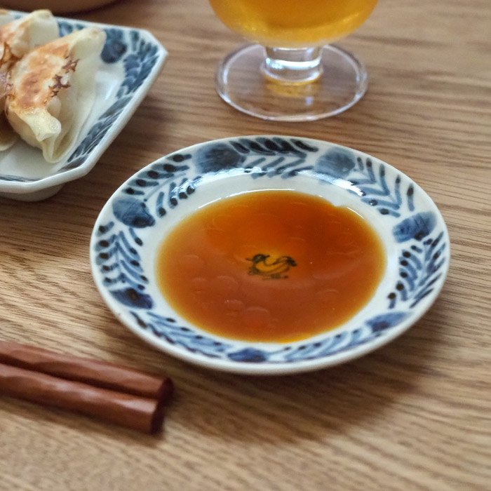 九谷青窯　横井佳乃　羽と鳥　4寸皿