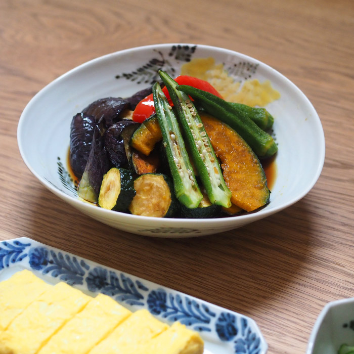 九谷青窯　横井佳乃　色絵ミモザ　たわみ鉢