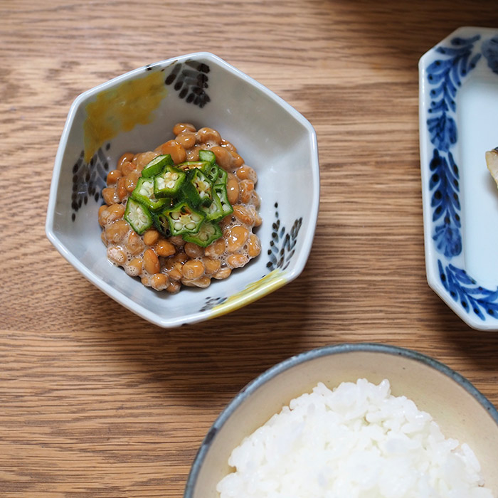 九谷青窯　横井佳乃　色絵ミモザ　六角小鉢