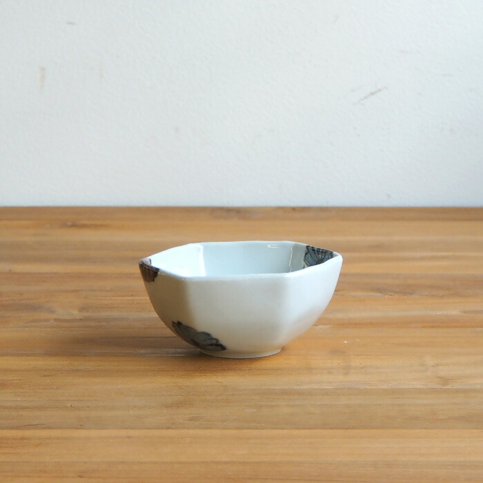 九谷青窯　横井佳乃　色絵八重花　六角小鉢