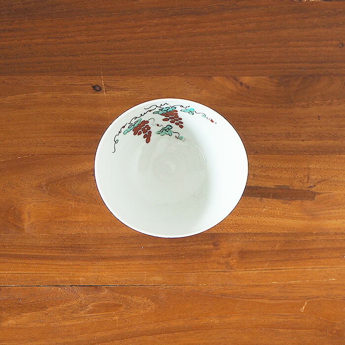 九谷青窯　横井佳乃　色絵スグリ　たわみ小鉢