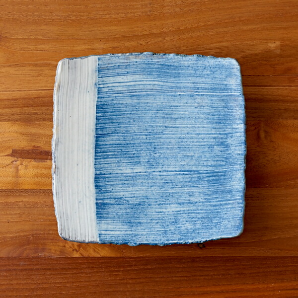 ココチ舎　インディゴ　角皿　中　Ｉライン　