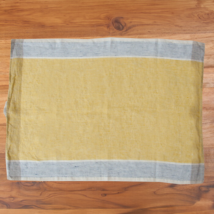 リーノ・エ・リーナ　キッチンクロス　シレーヌ　イエロー・ブルー　/　Lino　e　Lina　Sirene